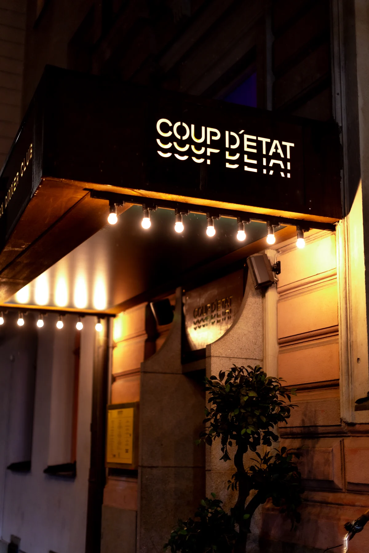The entrance to Coup d’État in Stockholm